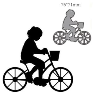 Kid Girl Riding Bike Basket Metal Cutting Dies Cut Die Scrapbook Card Craft