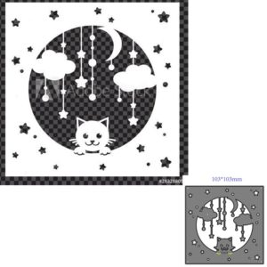 Cat Night Sky Star Frame Metal Cutting Dies Scrapbooking Card Making Craft