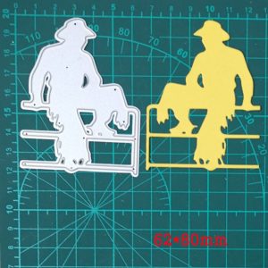 Cowboy Sitting on Fence Metal Cutting Dies Scrapbooking Card Making Craft