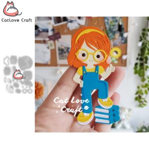 Student Girl Stepping on Book Metal Cutting Dies Scrapbooking Die Cut Card Craft