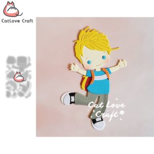 Boy Student Skipping Metal Cutting Dies Scrapbook Die Cuts Card Making DIY Craft