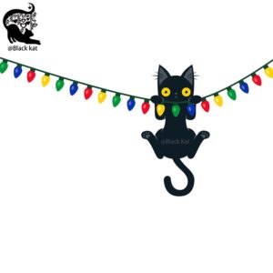 Black Cat Hanging On Christmas Lights Metal Cutting Dies Scrapbooking Card Craft