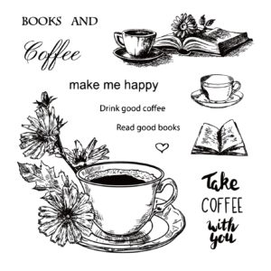 Coffee Books Make Me Happy Clear Stamps Scrapbooking Card Making Album Craft