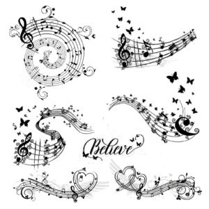 Music Score Butterfly Note Clear Stamps Scrapbooking Card Making Album Craft
