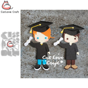 Boy Graduation Holding Up Diploma Metal Cutting Dies Scrapbooking Card Craft