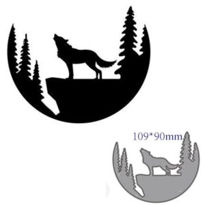 Wolf Howling Cliff Trees Metal Cutting Dies Cut Die Decoration Scrapbook Card