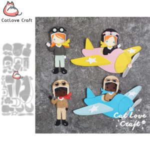 Pilot Airplane Girl Boy Metal Cutting Dies Scrapbook Die Cuts Card Making Craft
