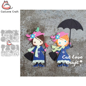 Umbrella Lady Metal Cutting Dies Scrapbooking Stencil Die Cuts Card Making Craft