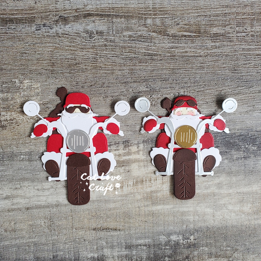 Christmas Santa Claus riding a motorcycle Metal Cutting Dies Scrapbooking Stencil Cuts Card Making DIY Craft Embossing New 2022