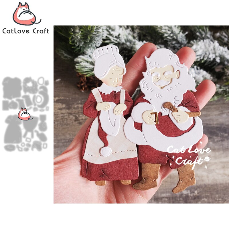 Christmas Santa Claus Mrs. Claus Metal Cutting Dies Scrapbooking Card DIY Craft