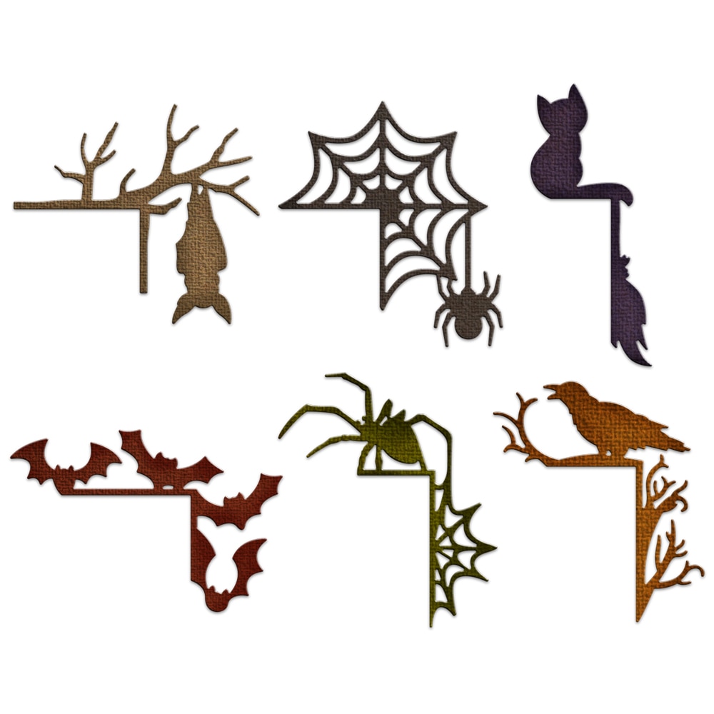 Halloween Spider Web Bat Cat Crow Corner Edges Metal Cutting Dies Card Craft