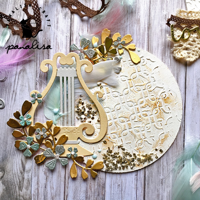 Lyre Love Music Metal Cutting Dies Scrapbooking Album Embossing Card Craft