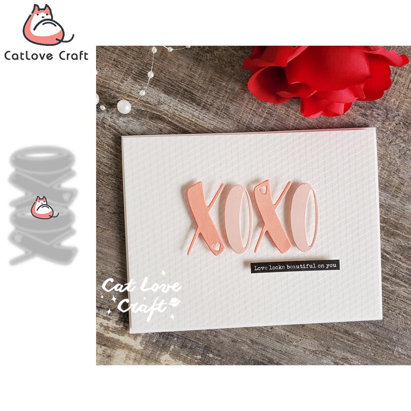 Valentine's Day XOXO Word Metal Cutting Dies Scrapbooking Stencil Card Craft