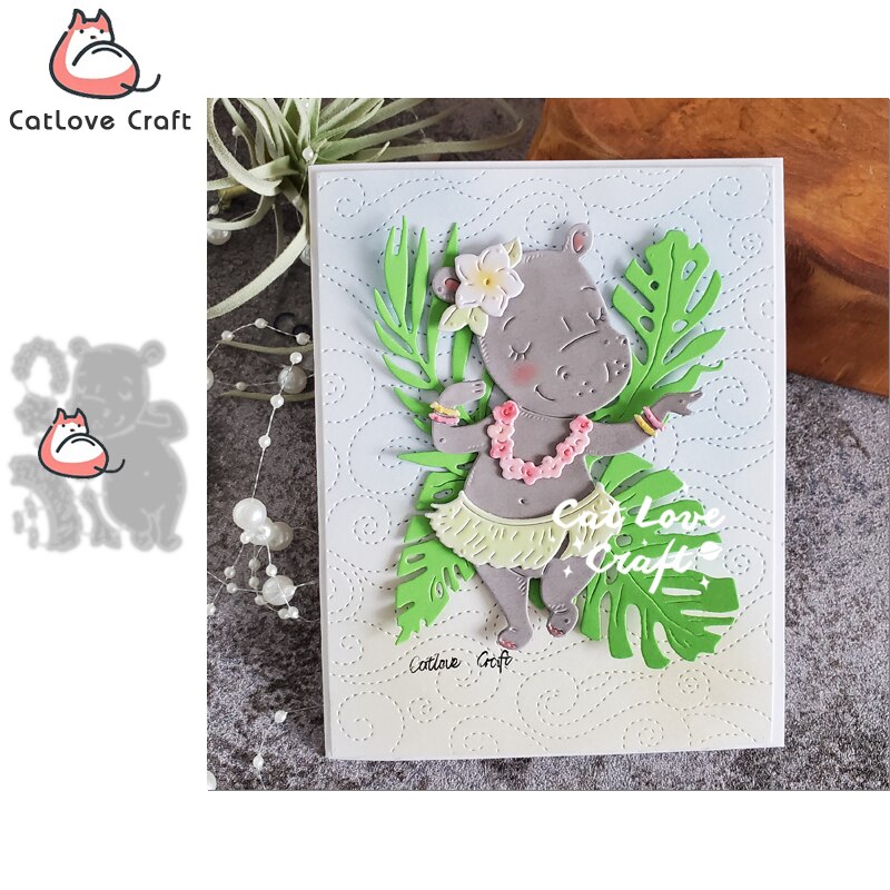 Hippo Hawaiian Hula Dancer Palm Leaves Metal Cutting Dies Scrapbook Card Craft
