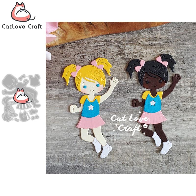 Jumping Girl Celebrate Metal Cutting Dies Scrapbooking Card Making Craft
