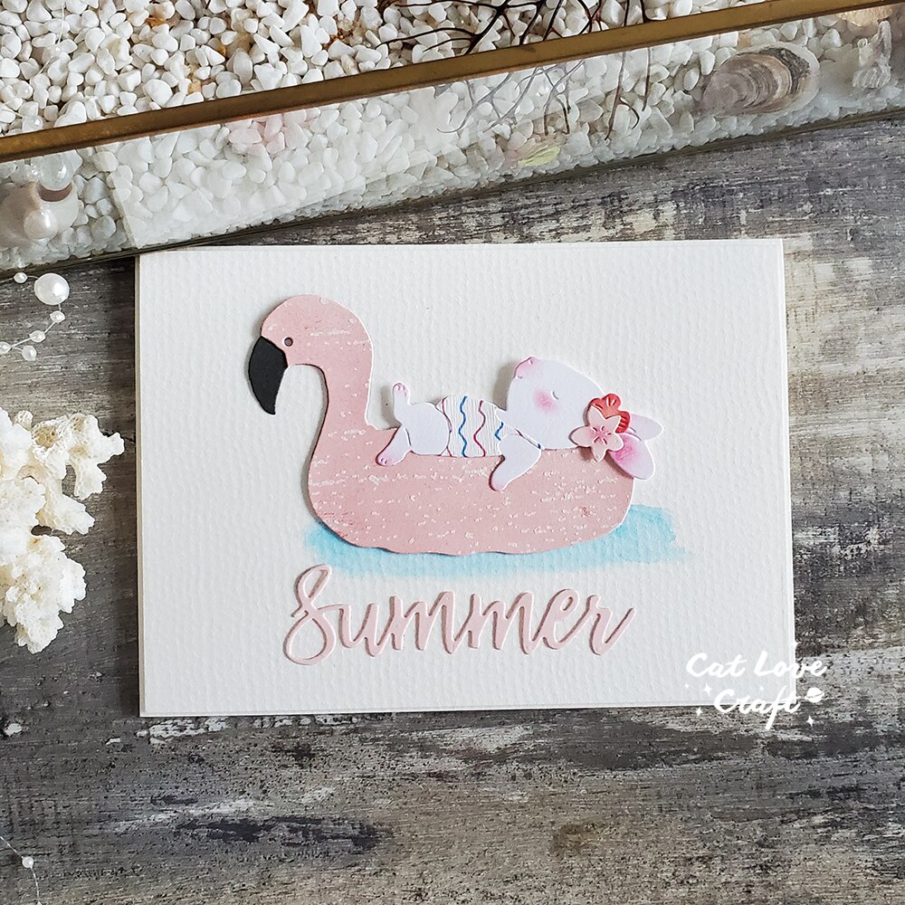 Catlove Flamingo swim ring Rabbit Summer Metal Cutting Dies Scrapbooking Stencil Die Cuts Card Making Craft Embossing New 2023