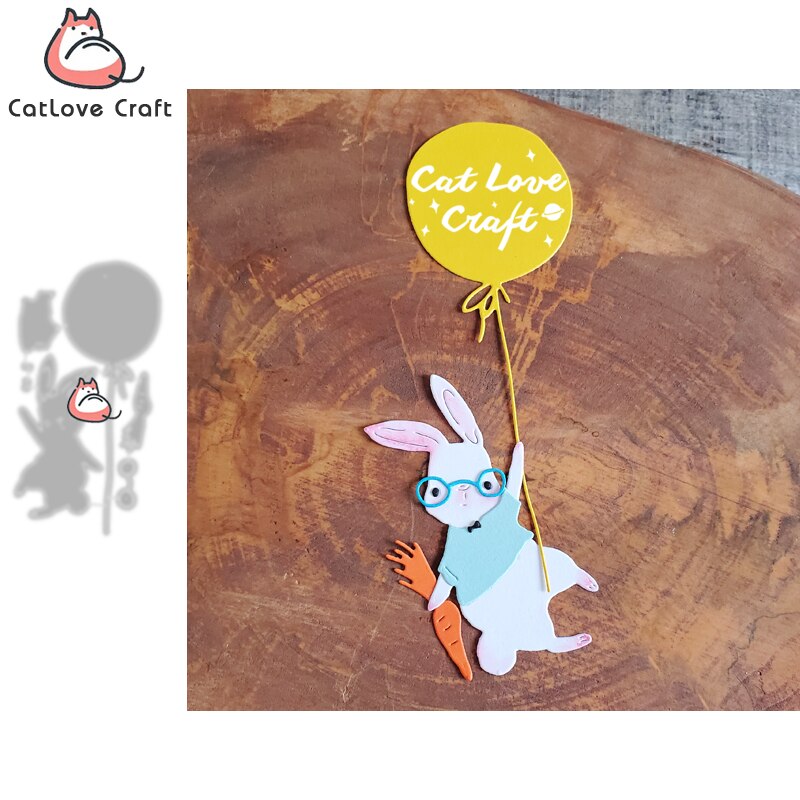 Balloon Bunny Rabbit Carrot Floating Metal Cutting Dies Scrapbooking Card Craft