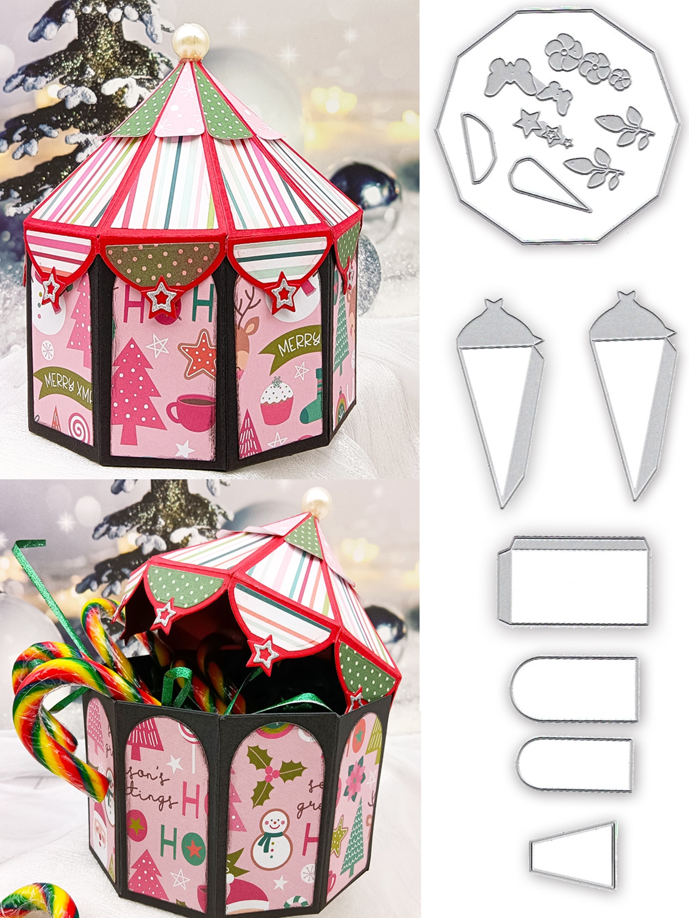 Circus Tent Treat Gift Box Metal Cutting Dies Scrapbooking Card Paper Craft