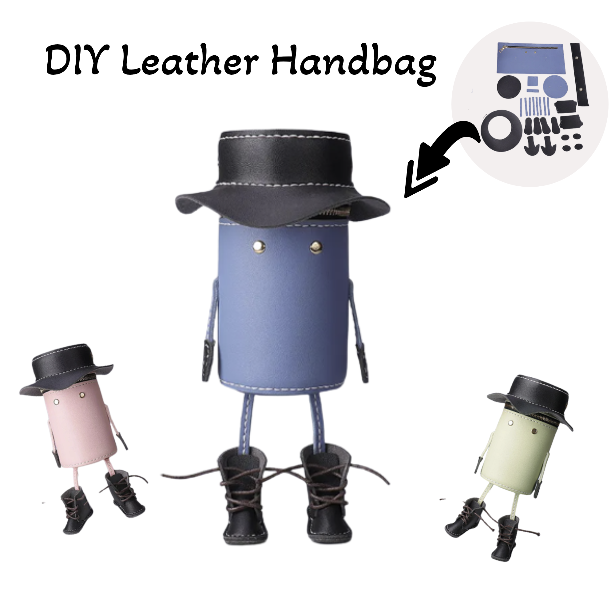 Creative Hat Boot Shape DIY Bag Making Kit Handcraft Shoulder Sewing Craft Bag