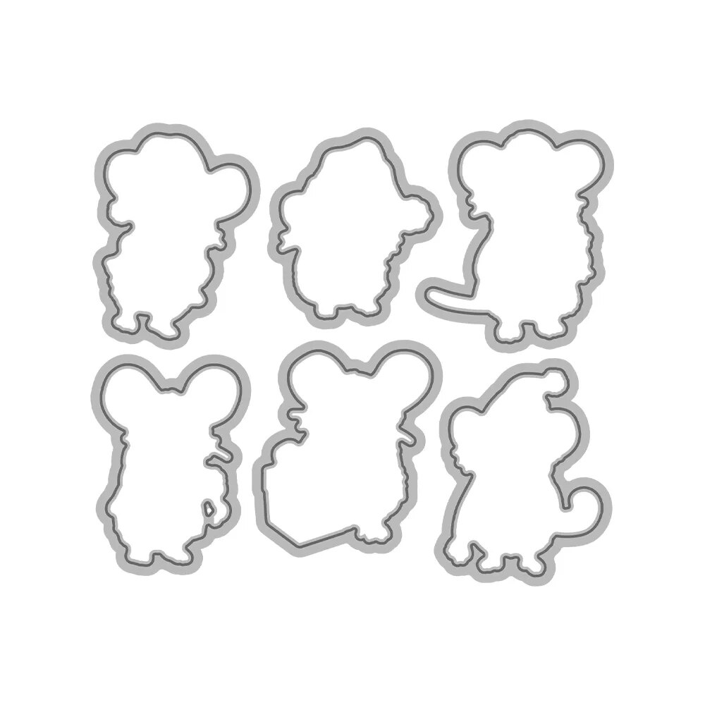 Mangocraft Cute Mice In Christmas Hat Cutting Dies Clear Stamp Xmas Gifts DIY Scrapbooking Metal Dies Silicone Stamp For Cards
