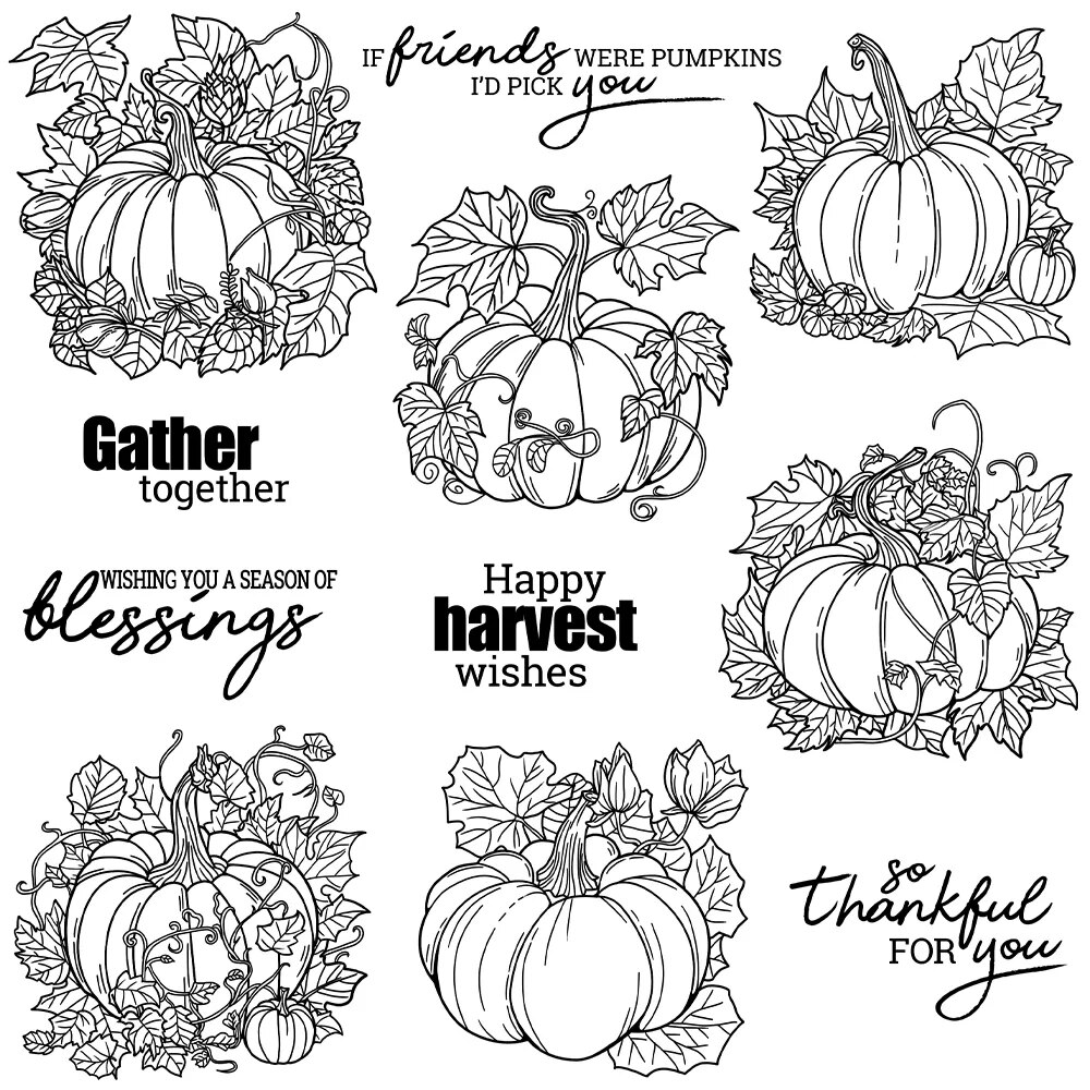 Mangocraft Autumn Days Pumpkins Cutting Dies Clear Stamp DIY Cards Scrapbooking Metal Dies Silicone Stamps For Cards Album Decor