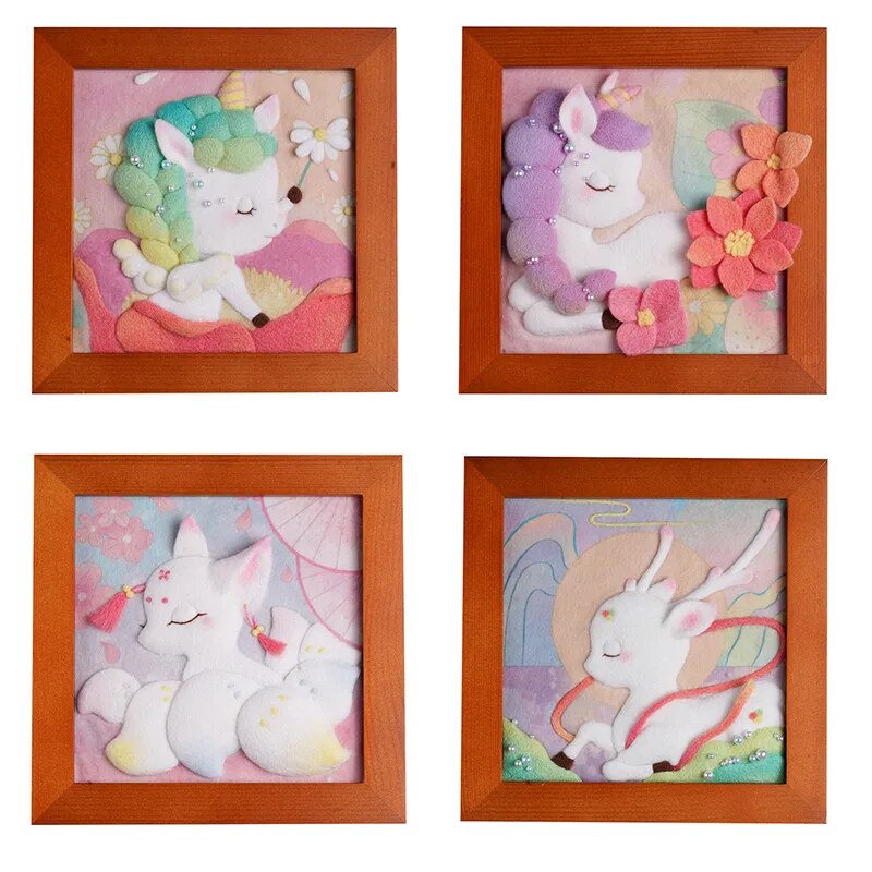 KRABALL Wool Needle Felting Kit Material Tool Bag Painting Cartoon Handmade DIY Photo Frame Classic Home Decoration Wall Hanging