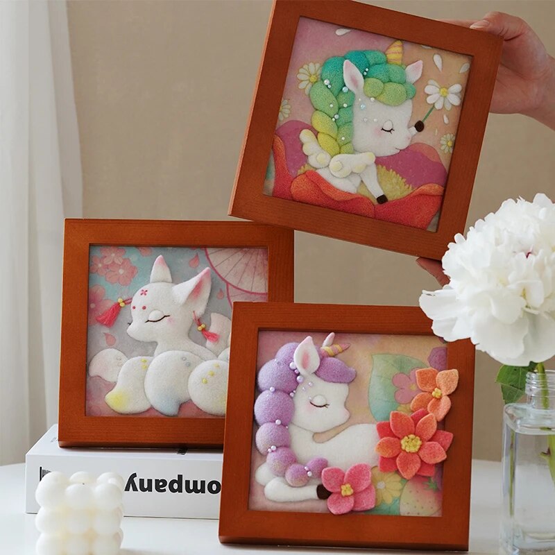 KRABALL Wool Needle Felting Kit Material Tool Bag Painting Cartoon Handmade DIY Photo Frame Classic Home Decoration Wall Hanging