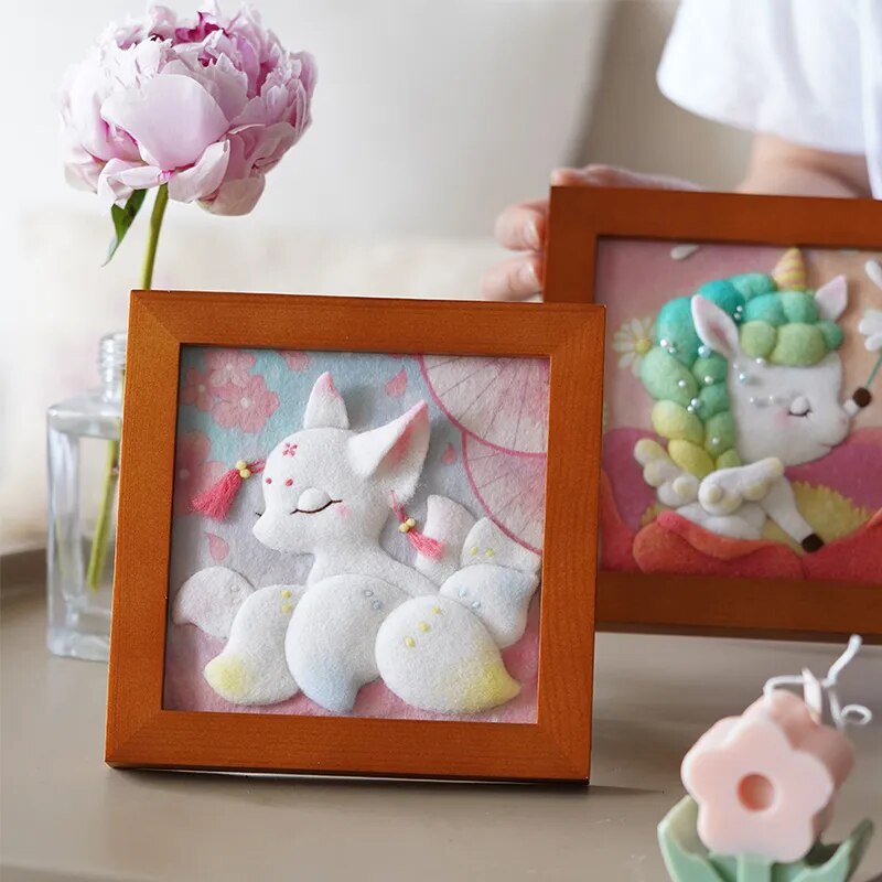 KRABALL Wool Needle Felting Kit Material Tool Bag Painting Cartoon Handmade DIY Photo Frame Classic Home Decoration Wall Hanging