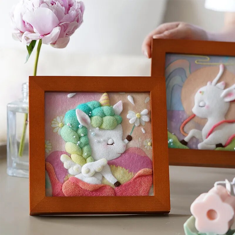 KRABALL Wool Needle Felting Kit Material Tool Bag Painting Cartoon Handmade DIY Photo Frame Classic Home Decoration Wall Hanging