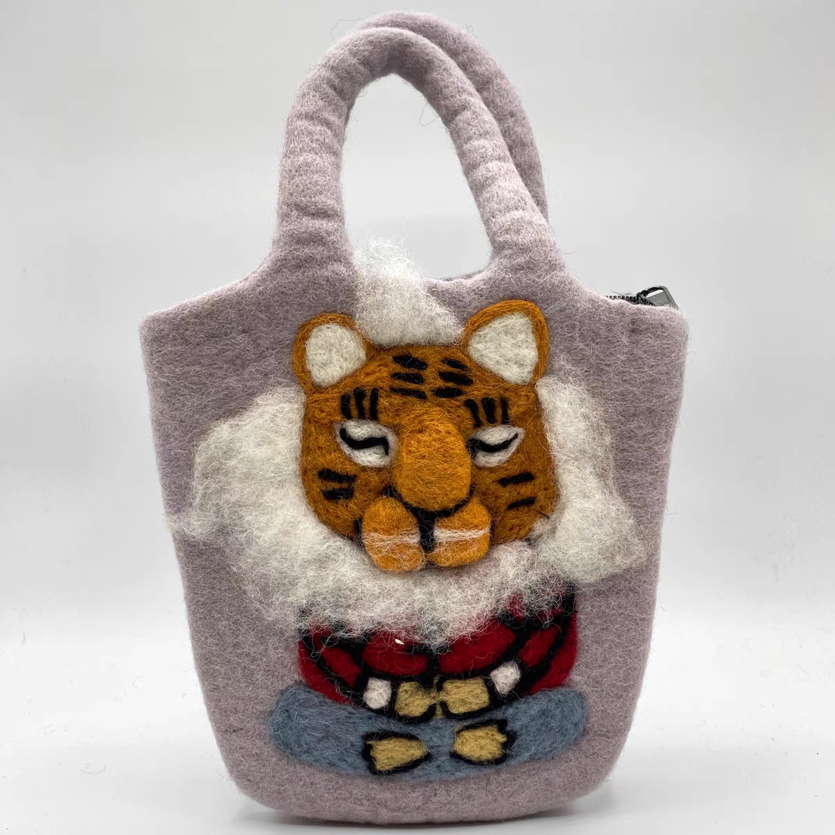 Lion Pattern Handmade Finished Woo Felting Handbag Wool Felt Bags Christmas Gift