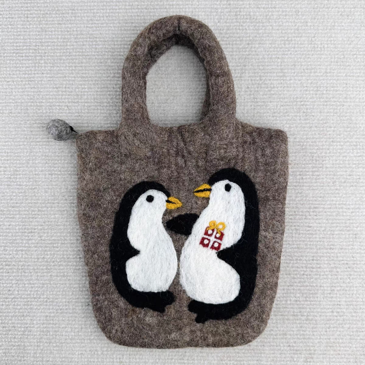 Two Penguins Handmade Finished Wool Felting Handbag Wool Felting Bag Girl Gift