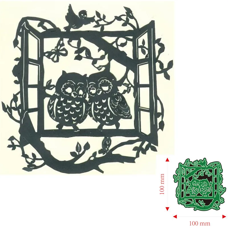 Owl Lovers Window Bird Branch Metal Cutting Dies Scrapbooking Card Making Craft