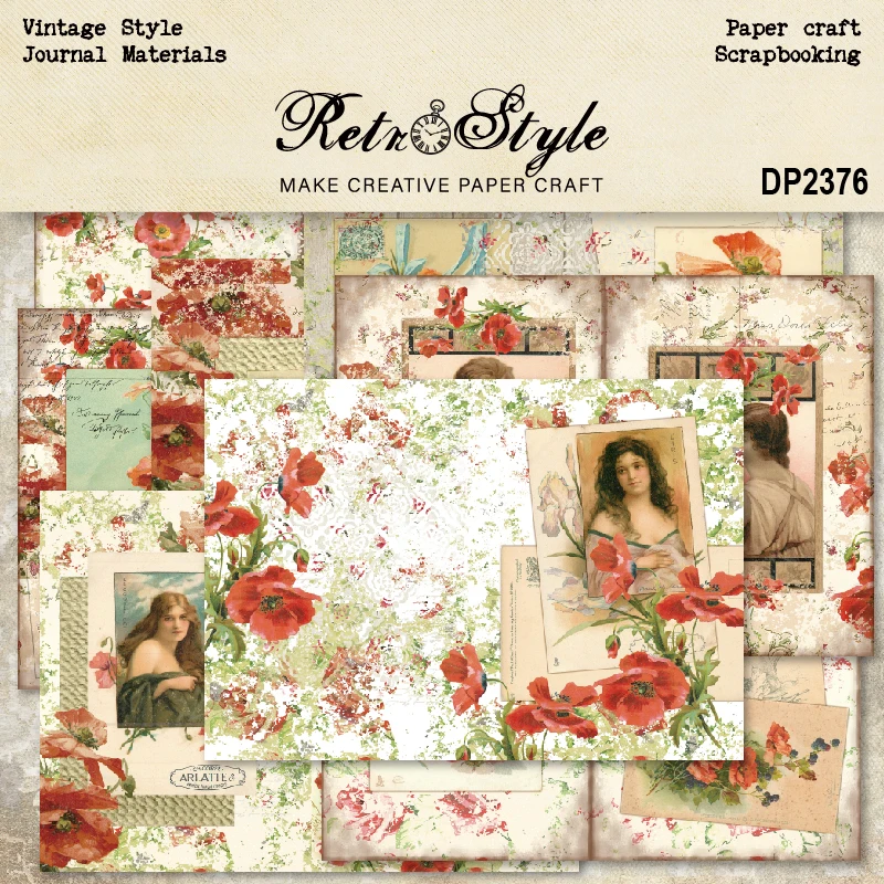 Lovely Ladies Red Flowers Floral A5 Scrapbook Card Journal Craft Paper