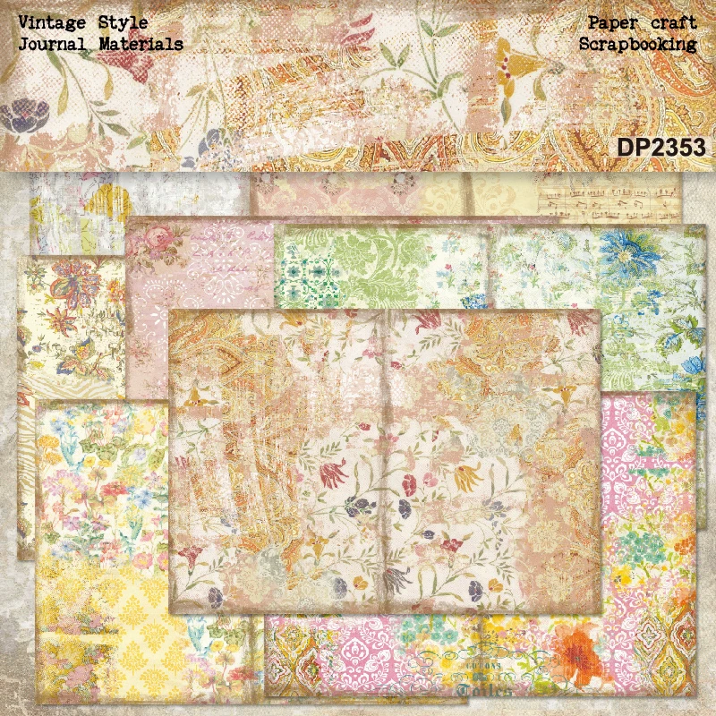 Lovely Flower Floral Wallpaper Print A5 Scrapbook Card Journal Craft Paper