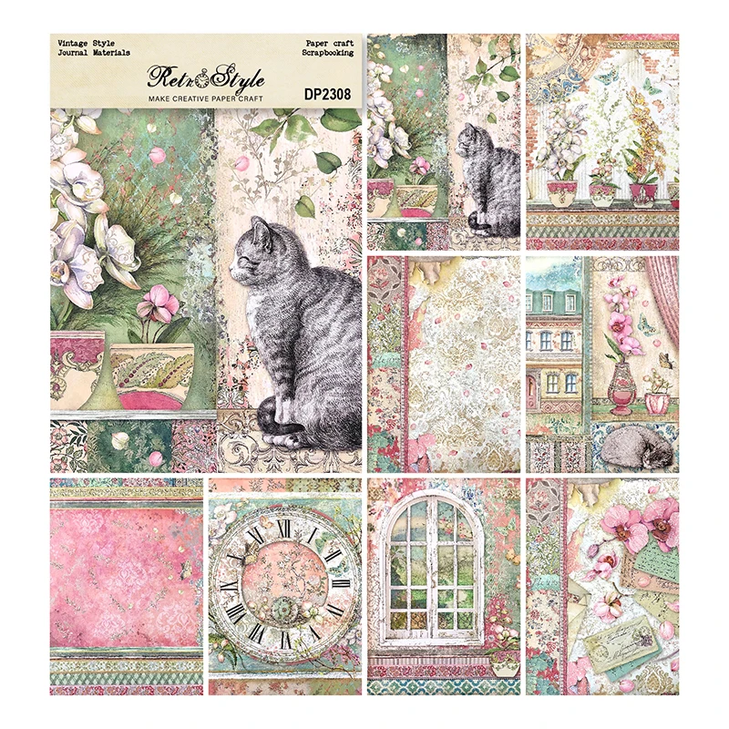 Panalisacraft 8sheets A5 size Vintage Style Scrapbooking patterned paper Fancy Premium Card Pack Light weight Craft Paper Card Panalisacraft 8sheets A5 size Vintage Style Scrapbooking patterned paper Fancy Premium Card Pack Light weight Craft Paper Card