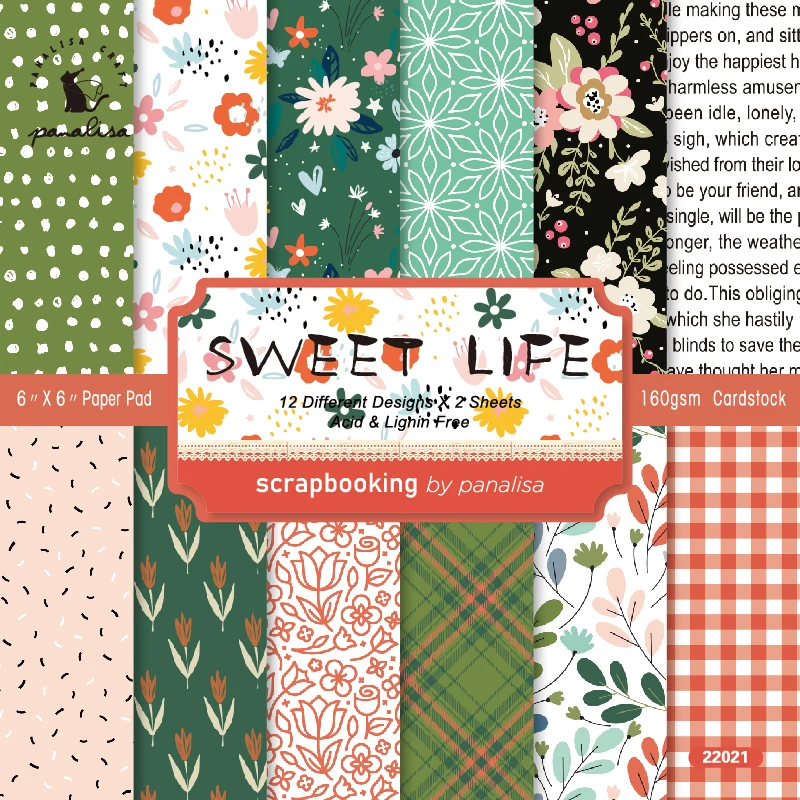 Floral Plaid Dots Confetti Words Scrapbooking Card Journal Craft Cardstock Paper