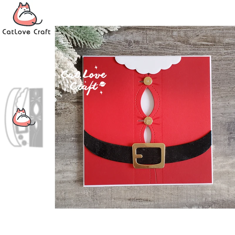 Christmas Santa Claus Shirt Stretched Buttons Metal Cutting Dies Scrapbook Card