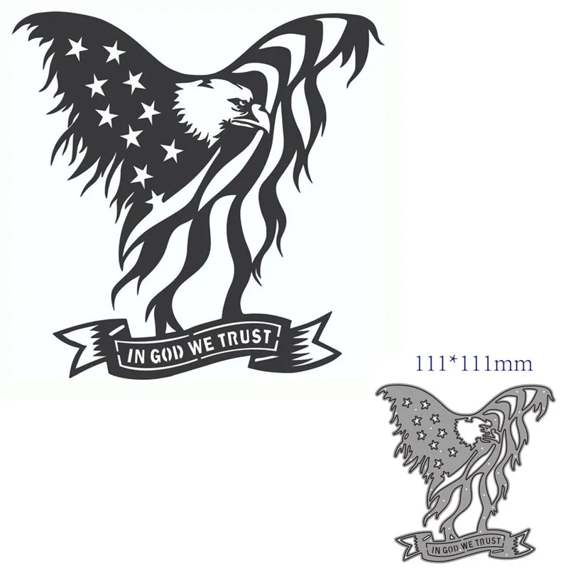 American Flag Bald Eagle in God We Trust Metal Cutting Dies Scrapbook Card Craft