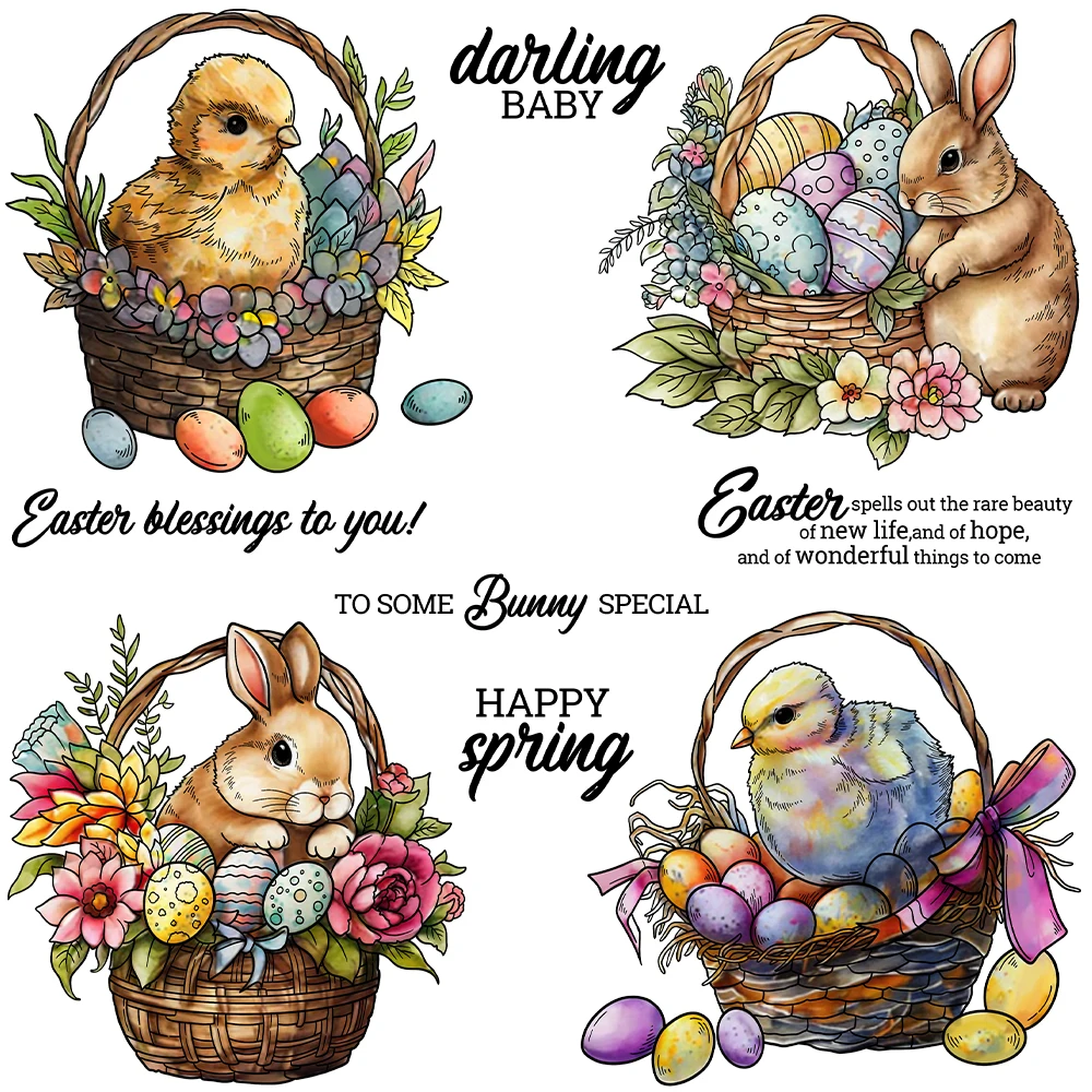 Rabbit Chick Clear Stamp & Die Set - Spring Themed Cutting Dies For Card Making & Scrapbooking