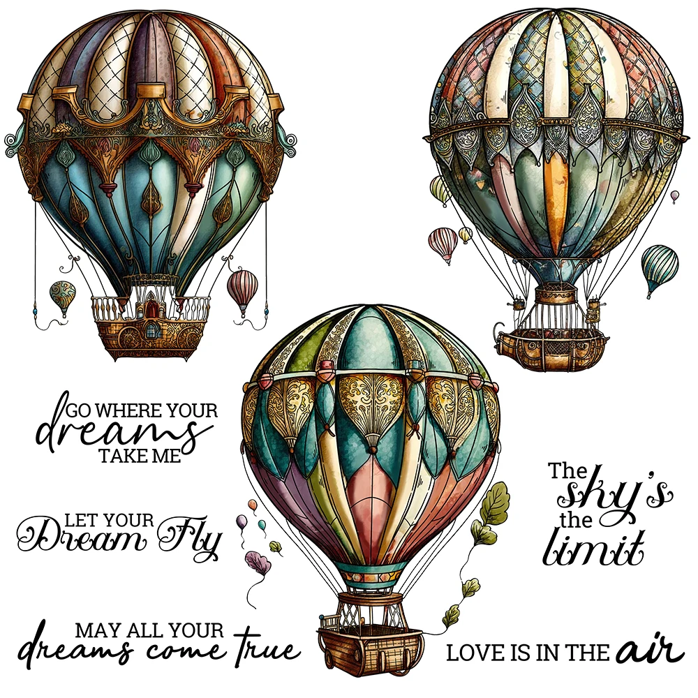 Mangocraft Vintage Flying Hot Air Balloon Clear Stamps DIY Scrapbooking Supplies Silicone Stamps For Card Making Albums Decor