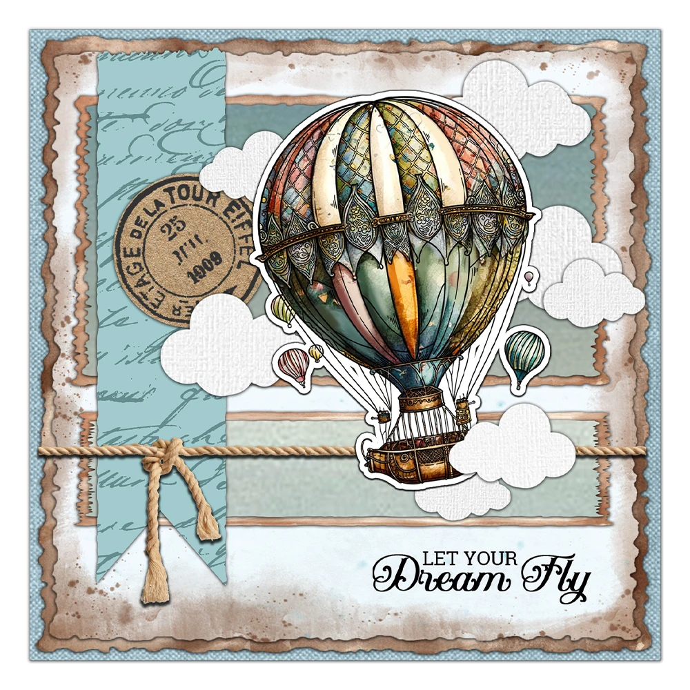 Mangocraft Vintage Flying Hot Air Balloon Clear Stamps DIY Scrapbooking Supplies Silicone Stamps For Card Making Albums Decor
