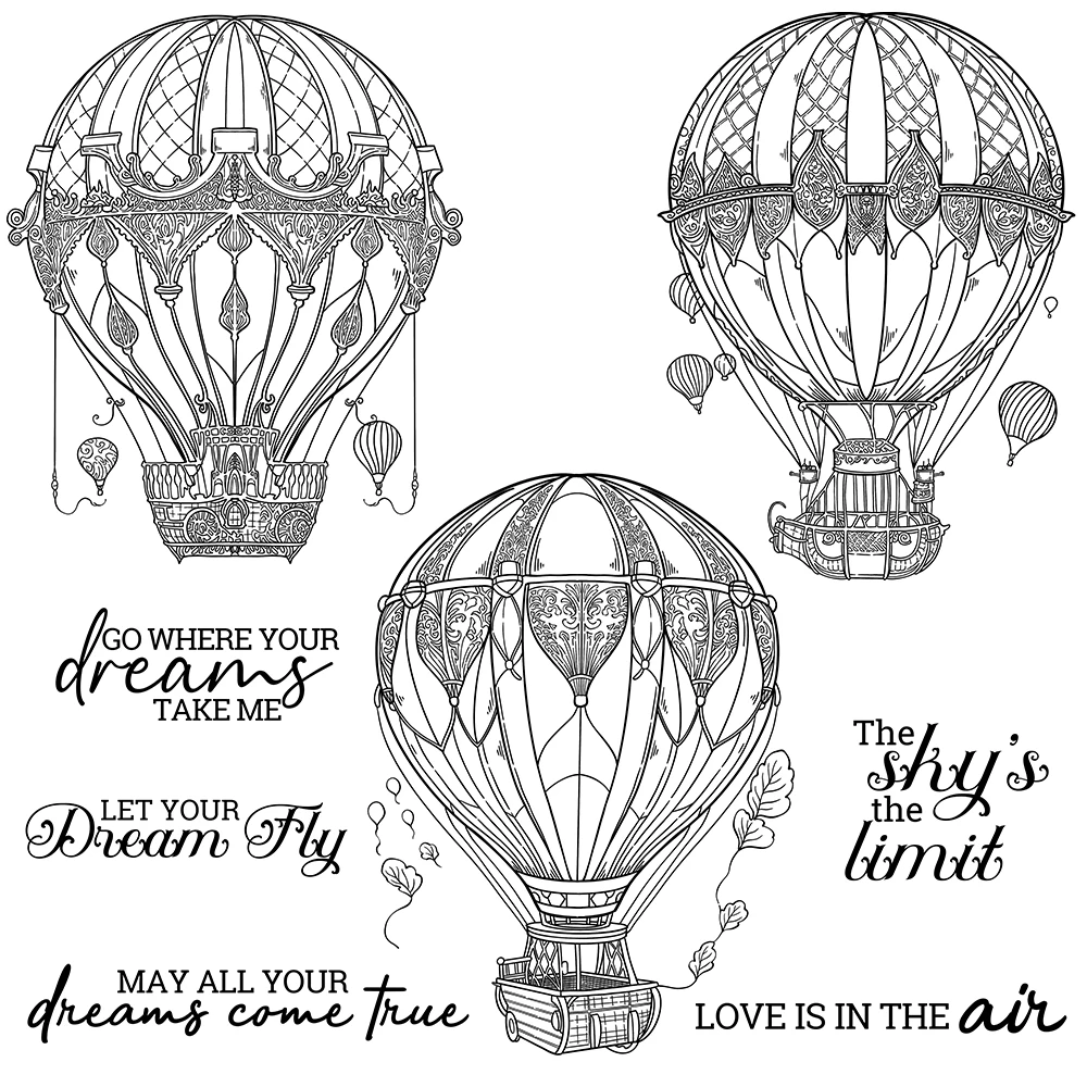 Mangocraft Vintage Flying Hot Air Balloon Clear Stamps DIY Scrapbooking Supplies Silicone Stamps For Card Making Albums Decor