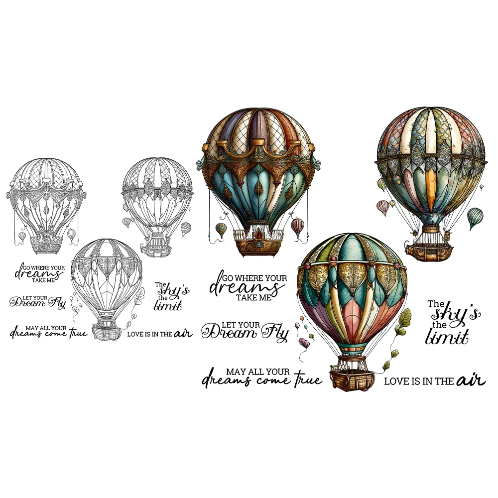 Mangocraft Vintage Flying Hot Air Balloon Clear Stamps DIY Scrapbooking Supplies Silicone Stamps For Card Making Albums Decor