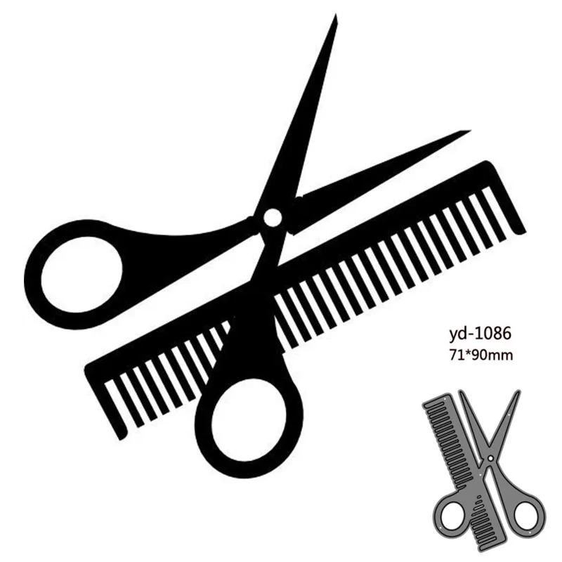 Scissors Comb Hairdresser Barber Metal Cutting Dies Scrapbook Card Making Craft
