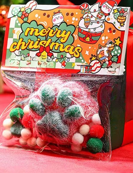 Christmas Furry Squishy Cat Paw Squeezable Stress Reliever Decompression Unwind