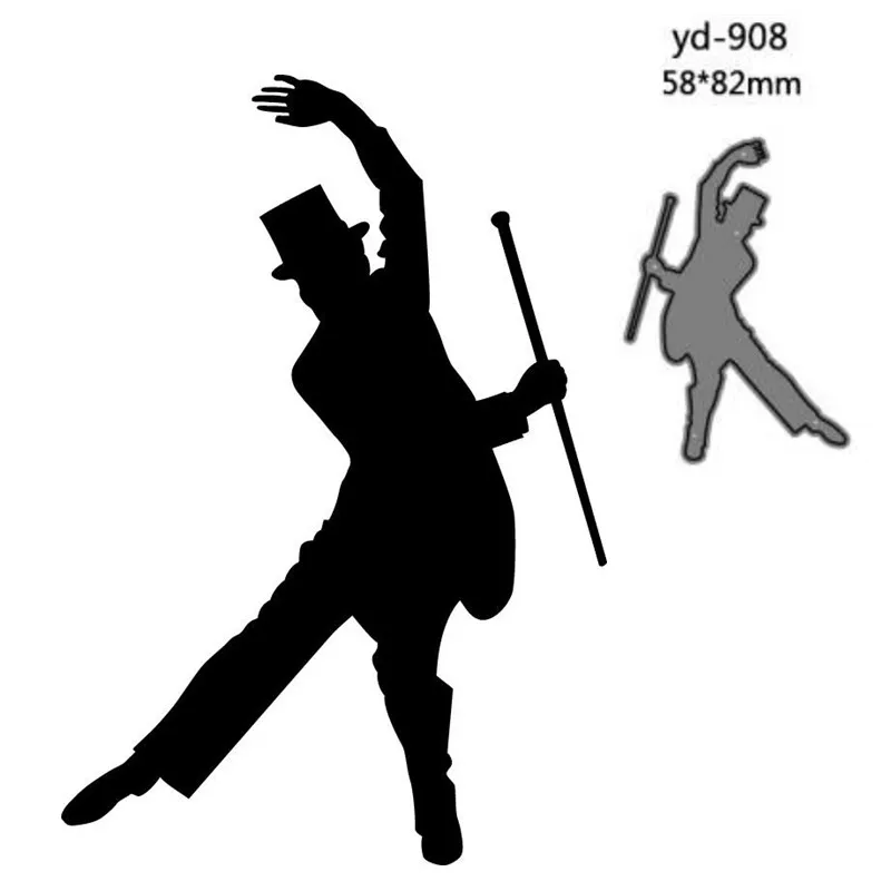 Dancing Performer Top Hat Cane Metal Cutting Dies Scrapbooking Card Making Craft