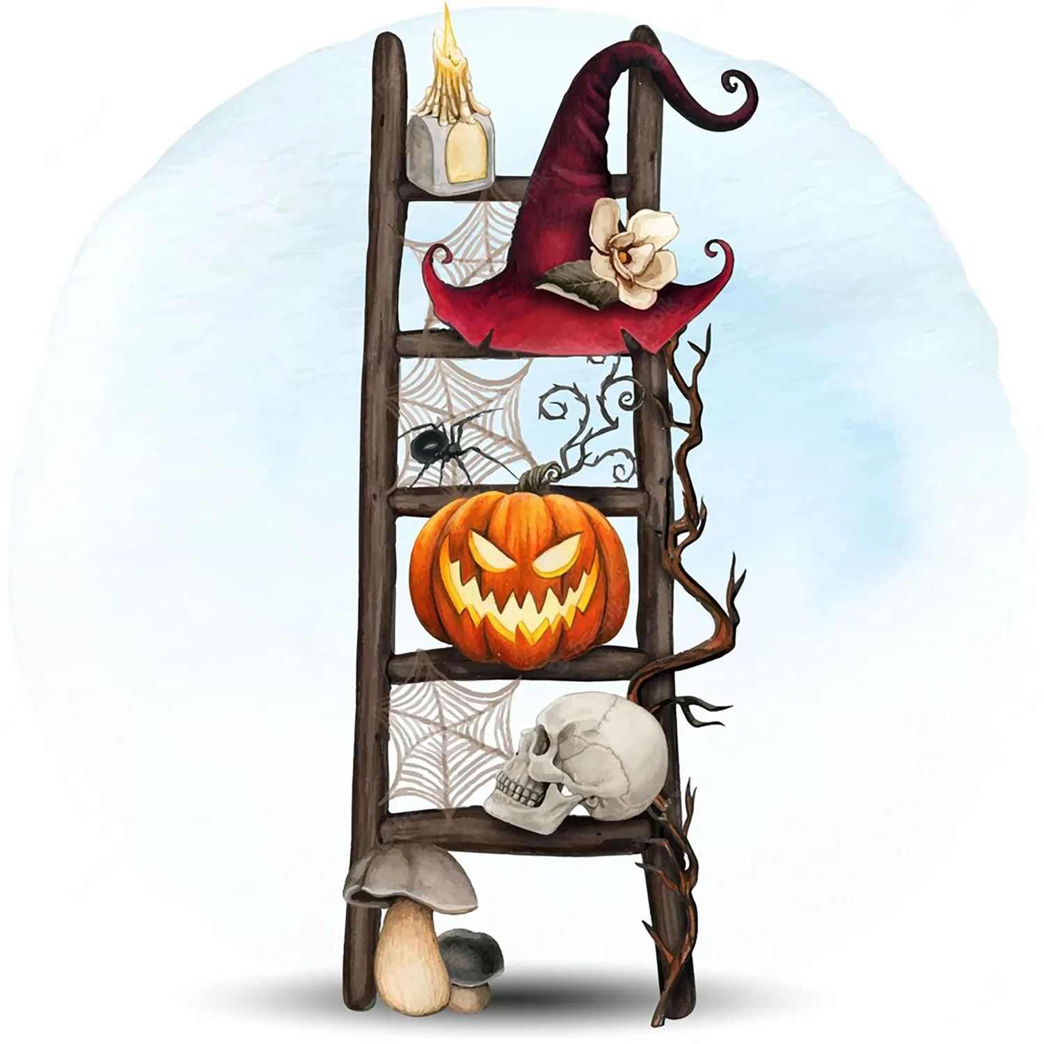 Halloween Shelf Pumpkin Witch Hat Skull Spider Candle Metal Cutting Dies Craft