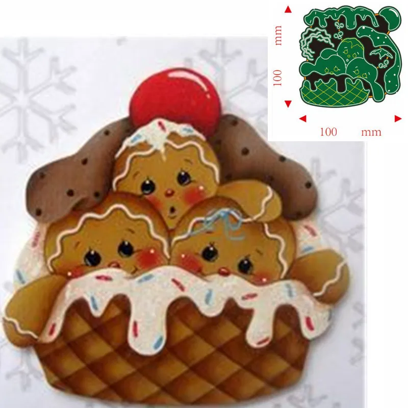 Christmas Gingerbread Men Dessert Ice Cream Metal Cutting Dies Scrapbook Card