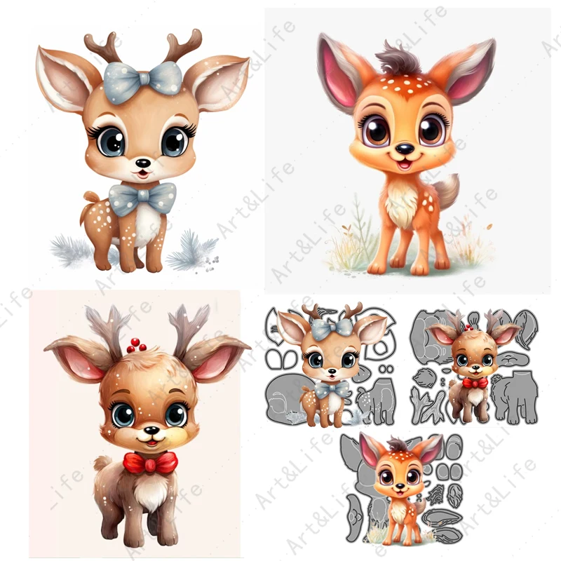 Adorable Baby Reindeer Bow Metal Cutting Dies Scrapbook Card Making Craft
