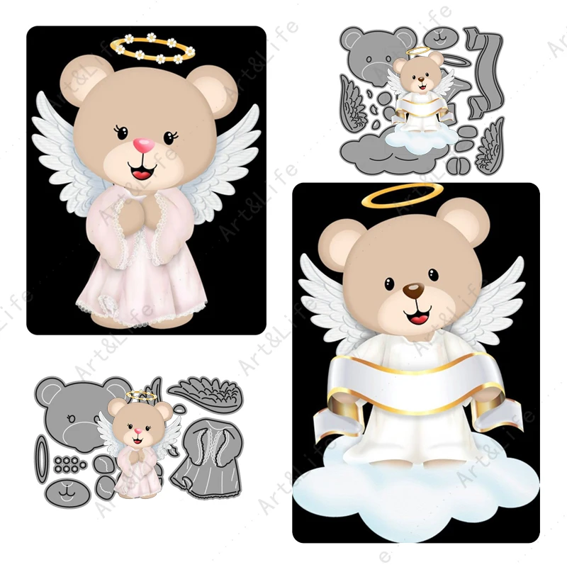 Angel Bears Cloud Banner Praying Metal Cutting Dies Scrapbooking Card Craft